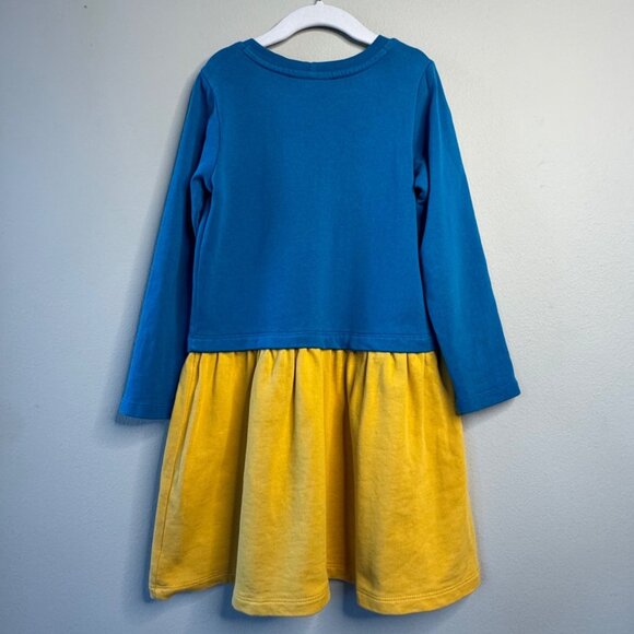 HANNA ANDERSSON Shooting Star Dress Girls 6-7 120 Rainbow Applique Blue Yellow - Picture 2 of 6